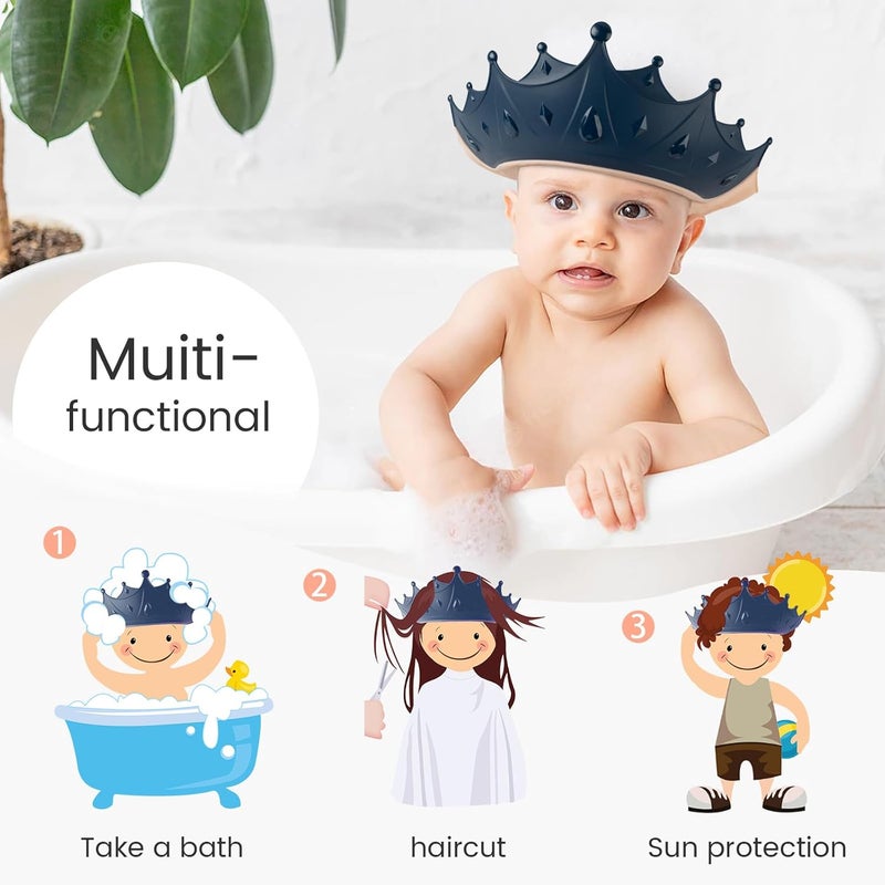 FUNUPUP 2 Pack Baby Shower Cap for Kids, Adjustable Toddler Hair Washing Bathing Shield, Shampoo Visor to Protect Eyes (Crown) - Image 5